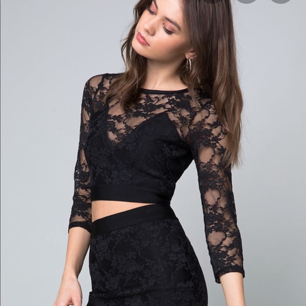 bebe Black Lace Two-Piece Mini Dress